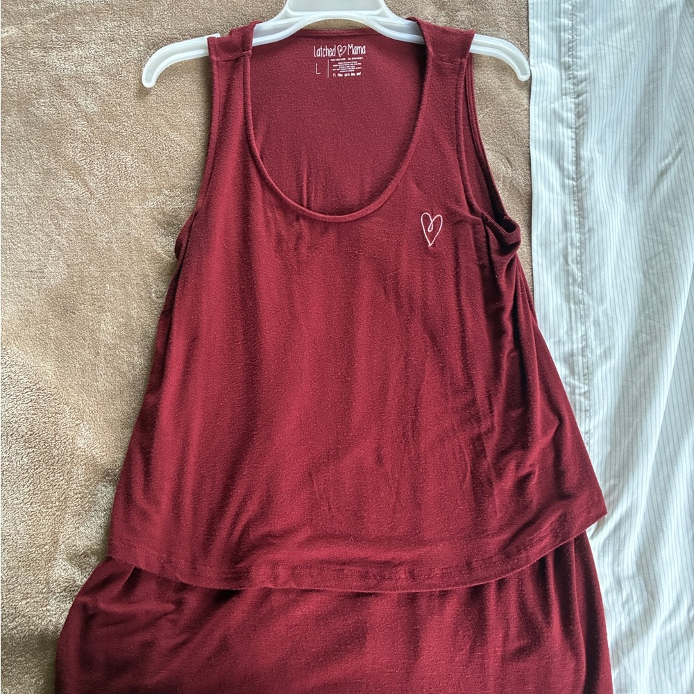 Latched Mama Red Sleeveless Nursing Top
